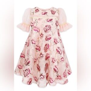 Disney Store Beauty & the Beast Princess Belle sequin rose dress